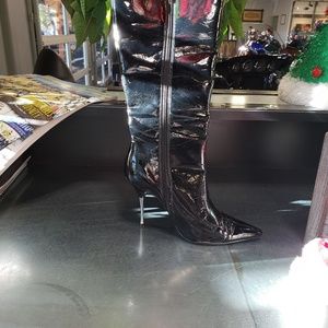 Patent Leather Stilletto Calf Boots